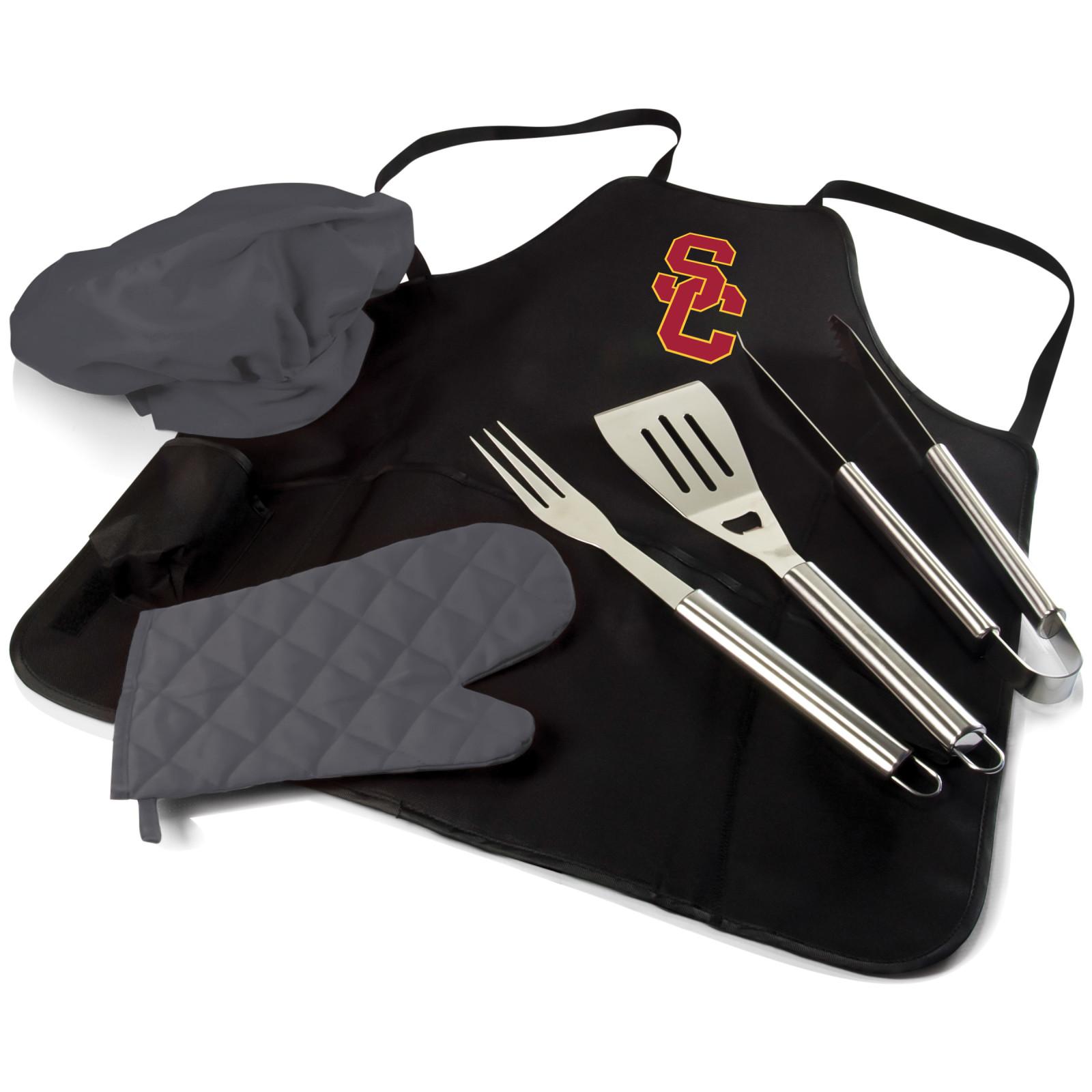 USC Trojans SC Interlock BBQ Apron Tote and Tools 1